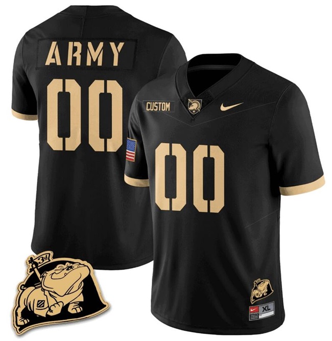 Men's Black Army Black Knights Custom 2024 F.U.S.E. Rocky The Bulldog Patch Vapor Stitched Football Jersey